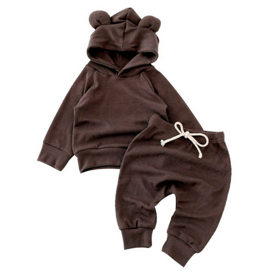 Baby Bear Hoodie Set - Chocolate